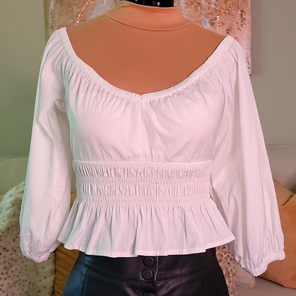 White Open Edit BoHo Top